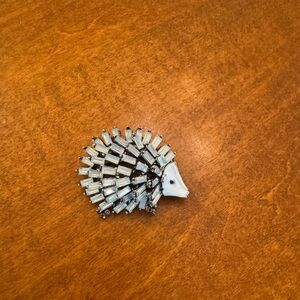 Silver and White Hedgehog Brooch